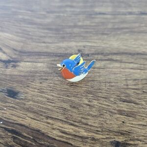 Eastern Bluebird gold hard enamel pin badge brooch
